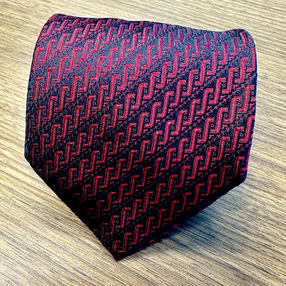 Manzoni Pure Silk Tie. Red & Black - Picture 1 of 4